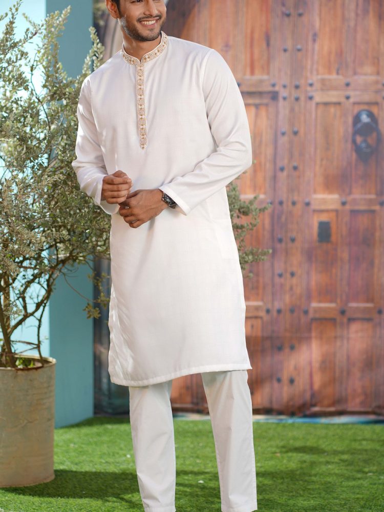 simple white punjabi design