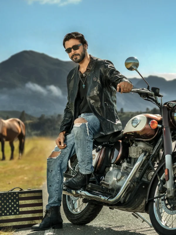 Leather Jacket (Blue)