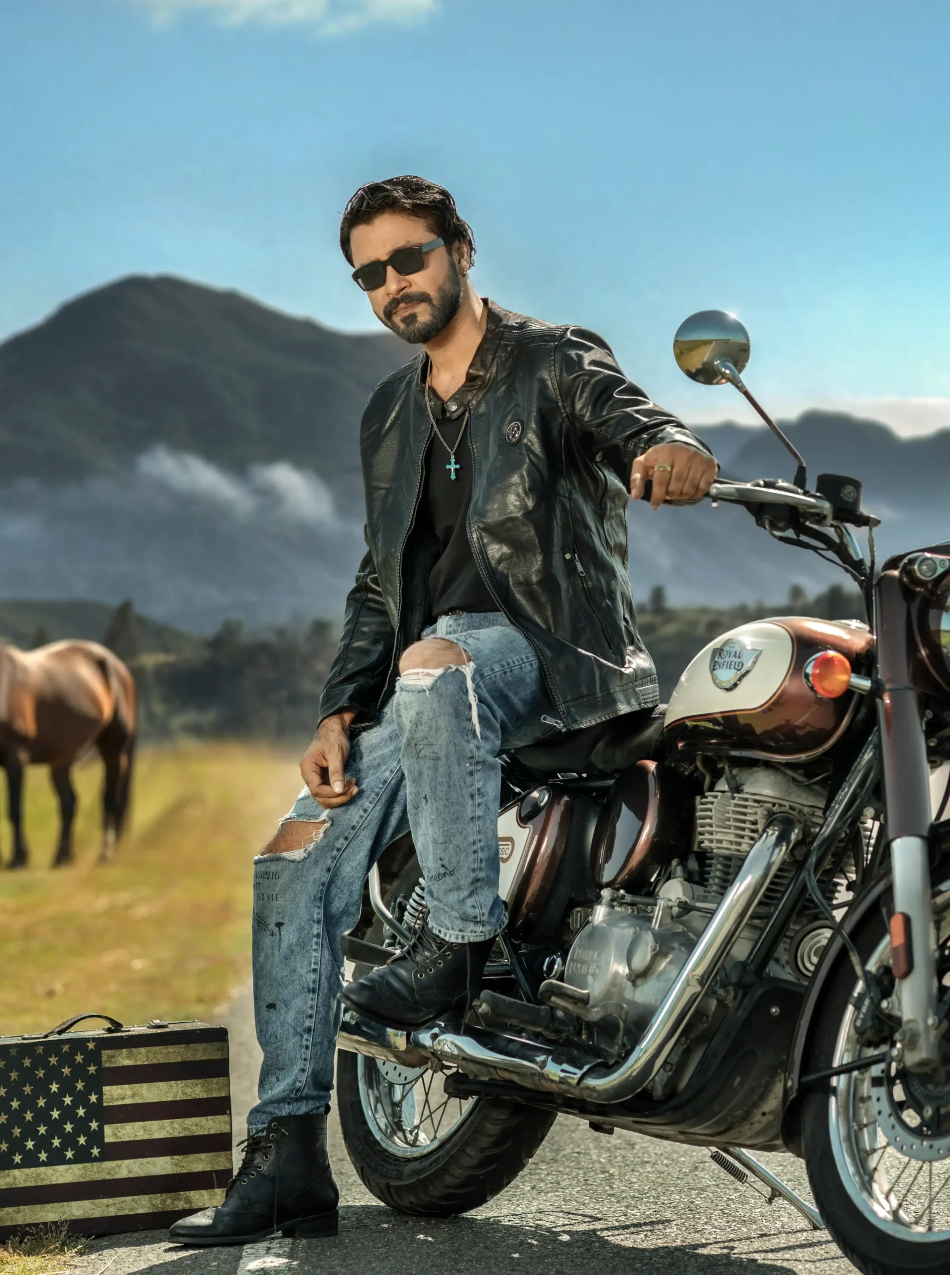 Leather Jacket (Blue)