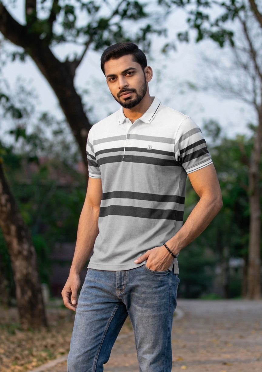 Stripe Polo T-Shirt